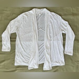 J. Jill White Linen Cardigan Sweater Open front light size L